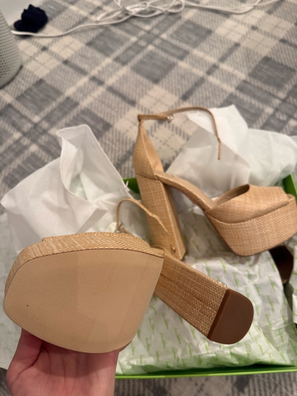 Sam Edelman Woven Platform Ankle-Strap Sandals - Natural Tan - Picture 7 of 7